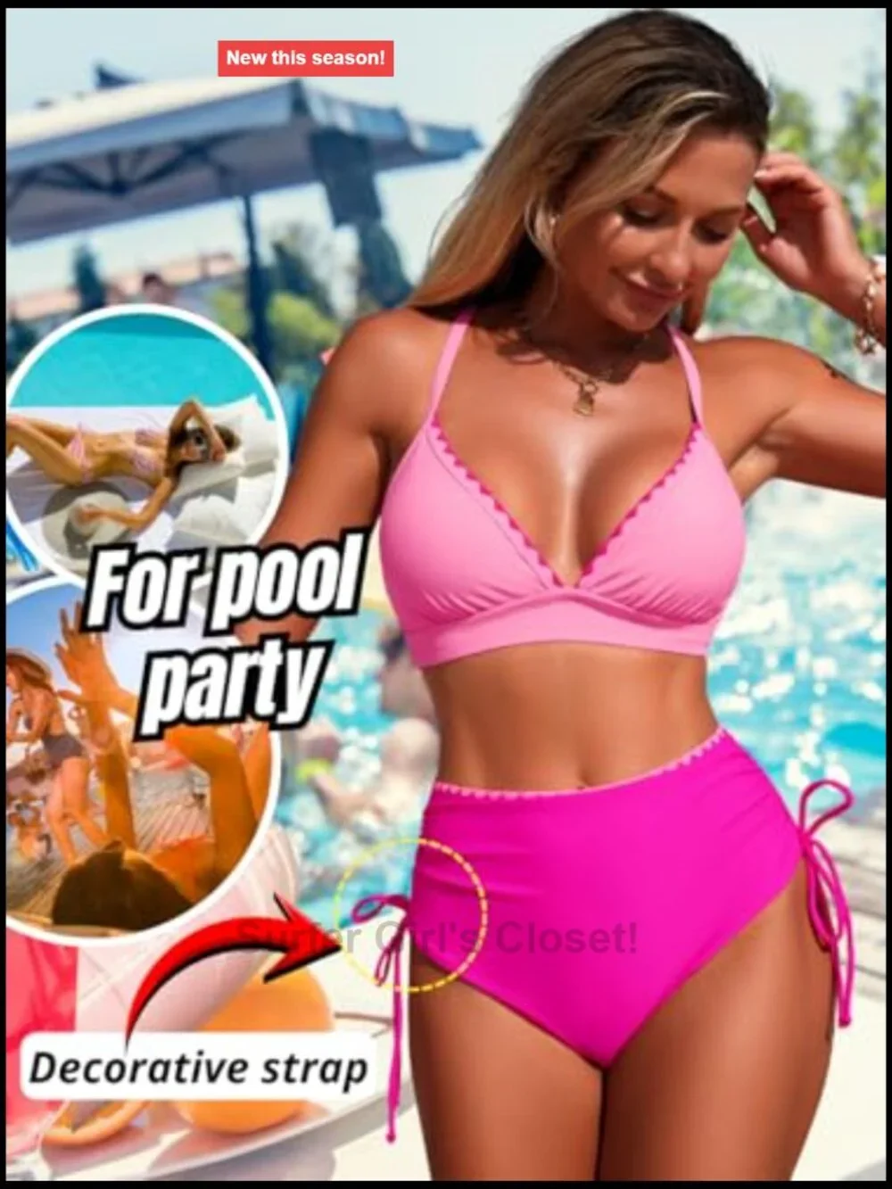 High Waisted Bikini Set Tummy Control Full Coverage Swimwear for Beach Vacation
